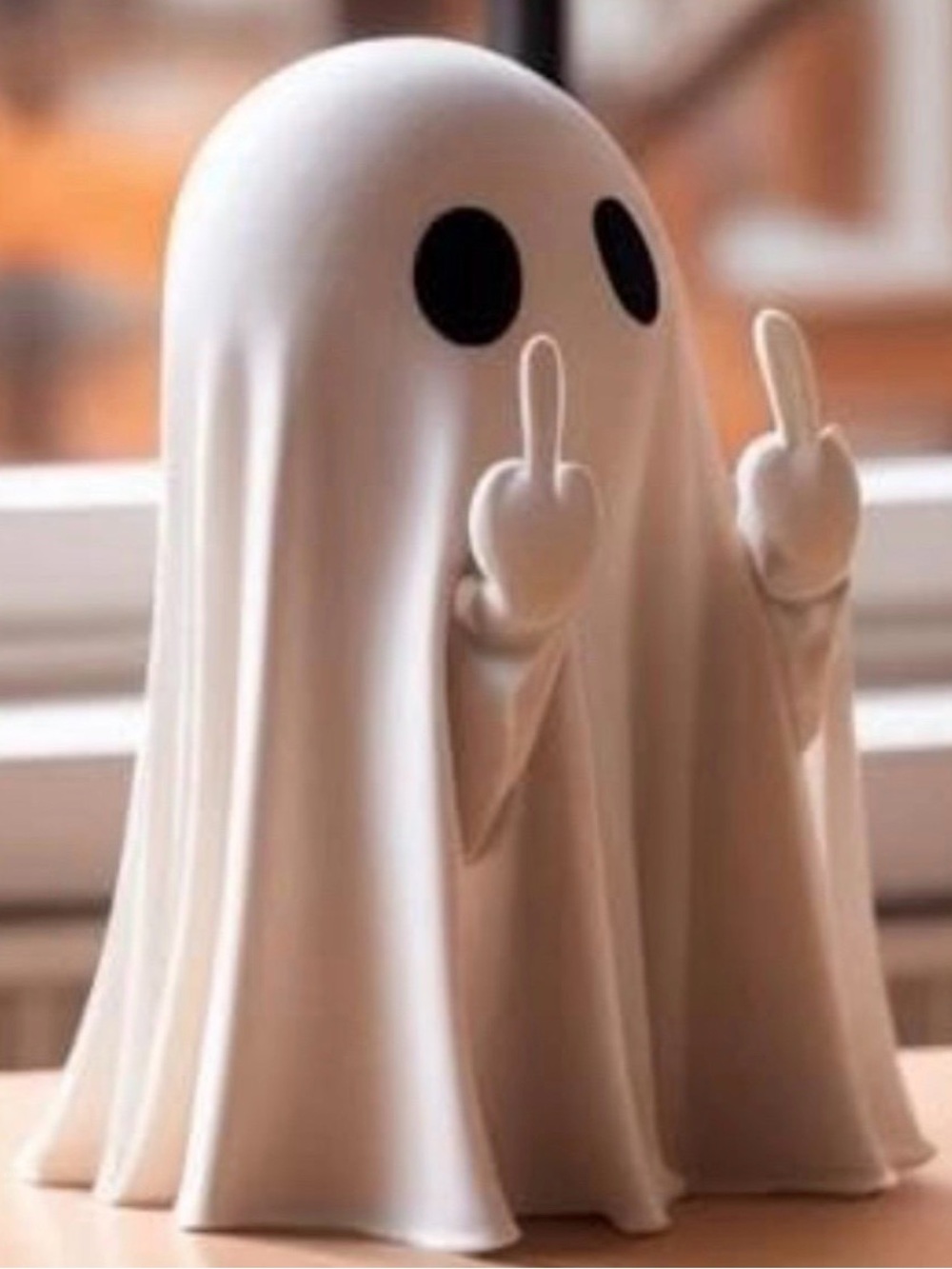 💞 New Funny Little White Middle Finger Ghost Novelty Figurine